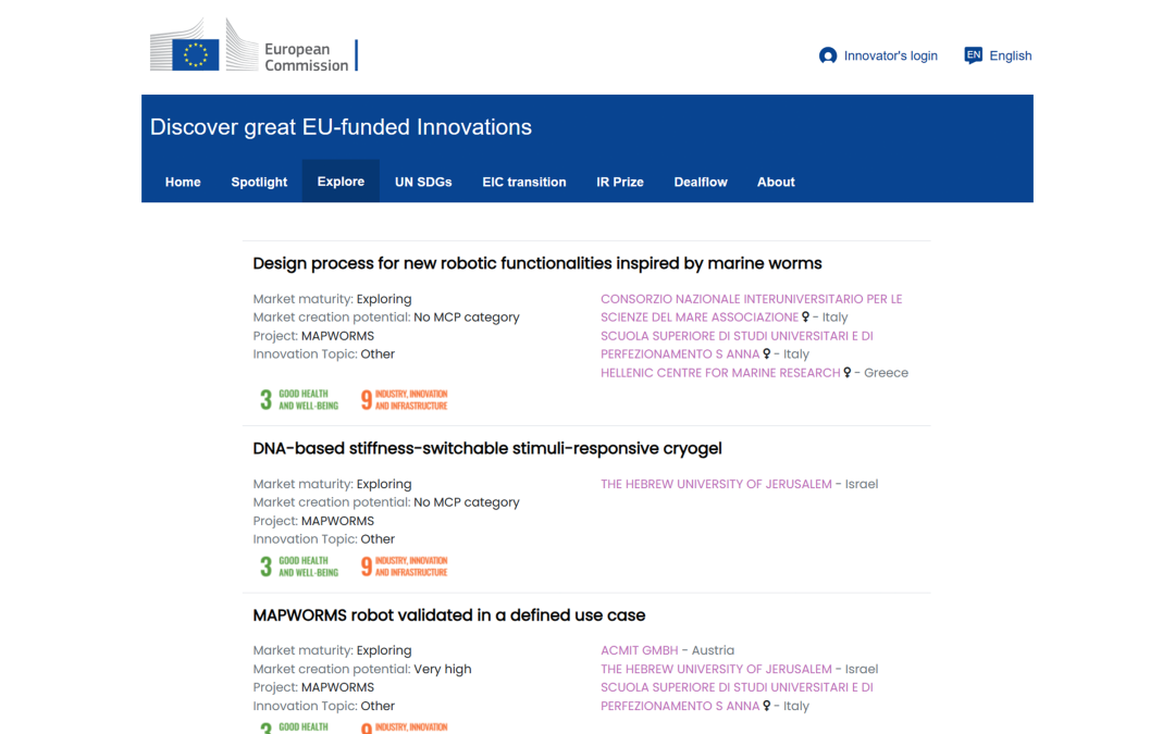 MAPWORMS Innovations have been inserted in the Innovation Radar Platform!